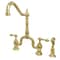 Kingston Brass KS7752ALBS English Country Kitchen Bridge Faucet W/ Sprayer, Brass KS7752ALBS - alternate 1